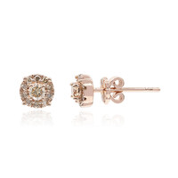 9K SI1 Argyle Rose De France Diamond Gold Earrings