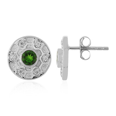 Russian Diopside Silver Earrings