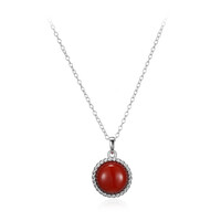 Red Agate Silver Necklace