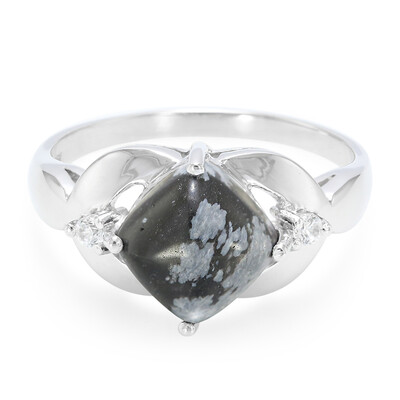 Snowflake Obsidian Silver Ring