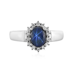 Blue Star Sapphire Silver Ring