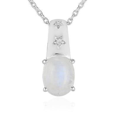 Rainbow Moonstone Silver Necklace