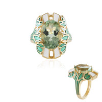 Green Amethyst Silver Ring (Adela Silber)