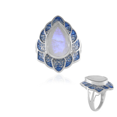 Rainbow Moonstone Silver Ring (Adela Silber)