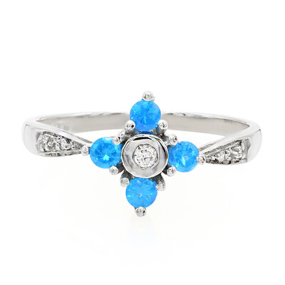 Neon Blue Apatite Silver Ring