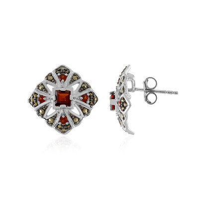 Red Garnet Silver Earrings