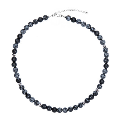 Snowflake Obsidian Silver Necklace