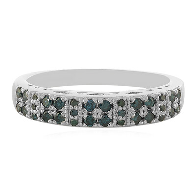I3 Blue Diamond Silver Ring