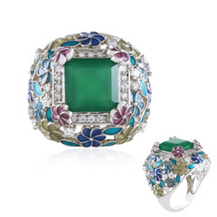 Green Onyx Silver Ring (Adela Silber)