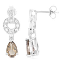 Smoky Quartz Silver Earrings