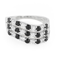 Black Spinel Silver Ring
