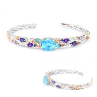 Sky Blue Topaz Silver Bangle (Gems en Vogue)