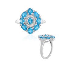 Neon Blue Apatite Silver Ring