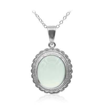 Aqua Chalcedony Silver Necklace