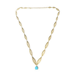 9K Sleeping Beauty Turquoise Gold Necklace (Ornaments by de Melo)