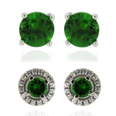 Russian Diopside Silver Earrings