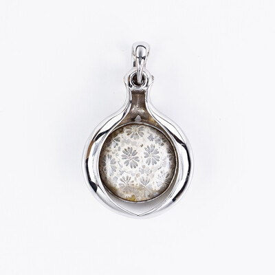 Petrified Coral Silver Pendant