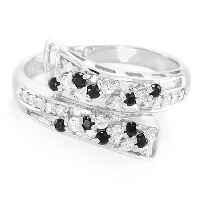 Black Spinel Silver Ring