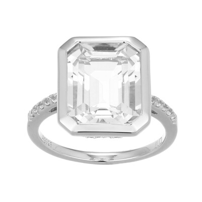 White Topaz Silver Ring (Adela Silber)