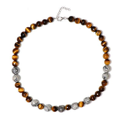 Spider Web Jasper Silver Necklace