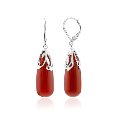 Red Agate Silver Earrings