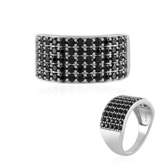 Black Spinel Silver Ring