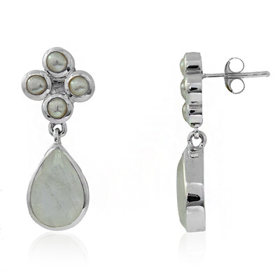 White Labradorite Silver Earrings