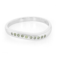 Emerald Green Diamond Silver Ring