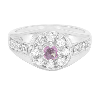 Unheated Ceylon Purple Sapphire Silver Ring