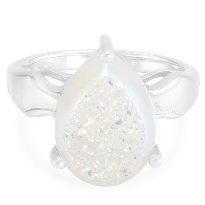 Pearl Shimmer Glitter Quartz Silver Ring