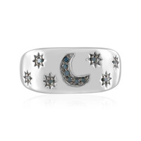SI1 Blue Diamond Silver Ring