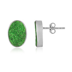 Uvarovite Silver Earrings (Bali Barong)