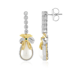White Mabe Pearl Silver Earrings (Gems en Vogue)