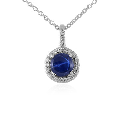 Blue Star Sapphire Silver Necklace