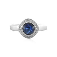 Blue Star Sapphire Silver Ring