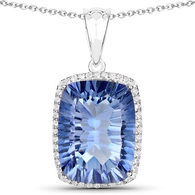 Mystic Blue Quartz Silver Necklace