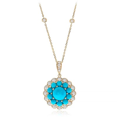 Sleeping beauty turquoise necklace 14k gold deals