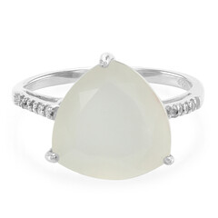 White Moonstone Silver Ring