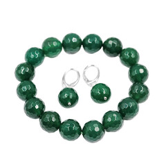 Green Agate Silver Set