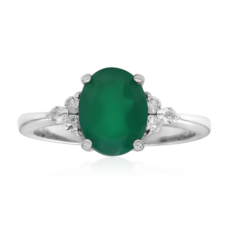 Sophisticated Indian Green Agate 925 Silver Ring 1.395 ct