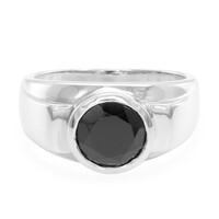 Black Spinel Silver Ring