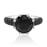 Black Spinel Silver Ring