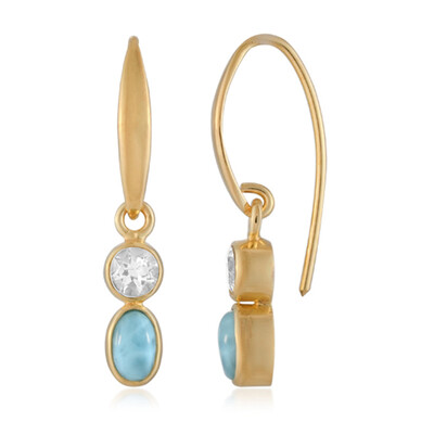 Larimar Silver Earrings (Bali Barong)
