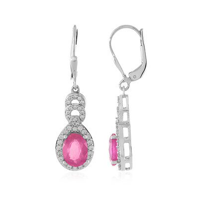 Madagascar Pink Sapphire Silver Earrings