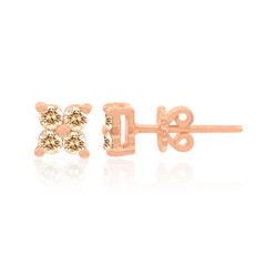 9K SI1 Argyle Rose De France Diamond Gold Earrings