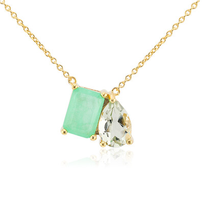 Green Pastel Quartz Silver Necklace