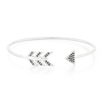 Black Spinel Silver Bangle