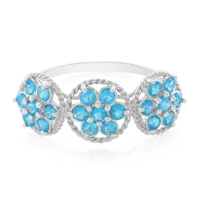 Neon Blue Apatite Silver Ring
