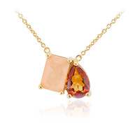 Peach Pastel Quartz Silver Necklace