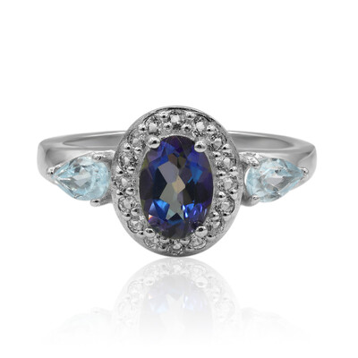 Mystic Blue Topaz Silver Ring